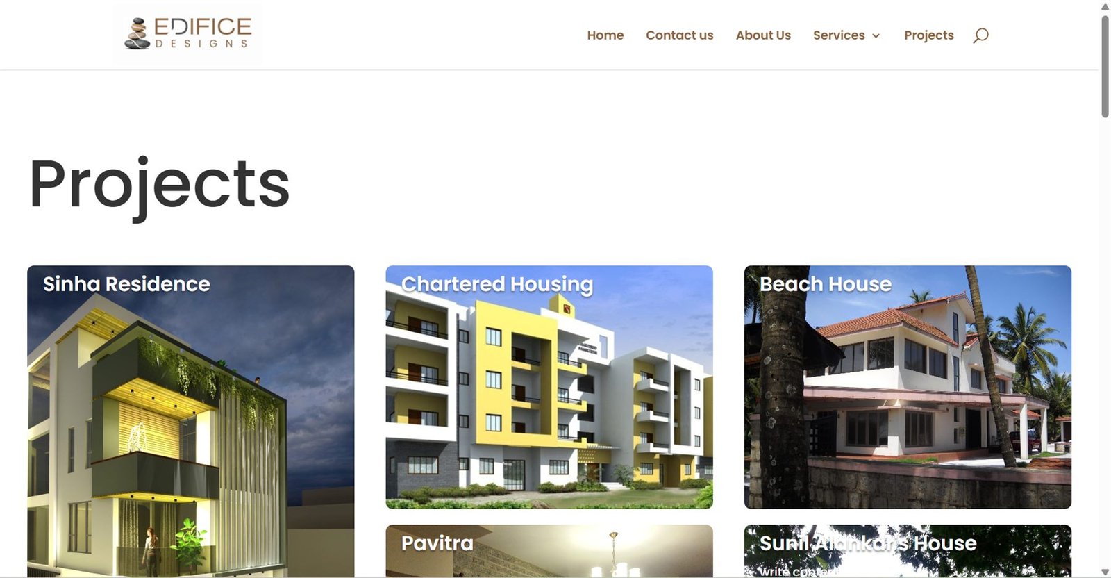 Edifice Designs logo and website design by Sharadhvi Patel